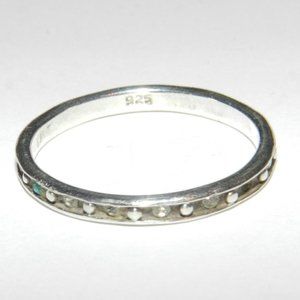 Simple Women's Ring Silver 925 Imitation Stones Diamond Size 8